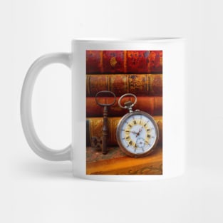 Classic Pocketwatch With old Books And Skeleton Key Mug